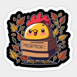 Funny Turkey Cat Meow Thanksgiving Day Shirt For Men Women Sticker